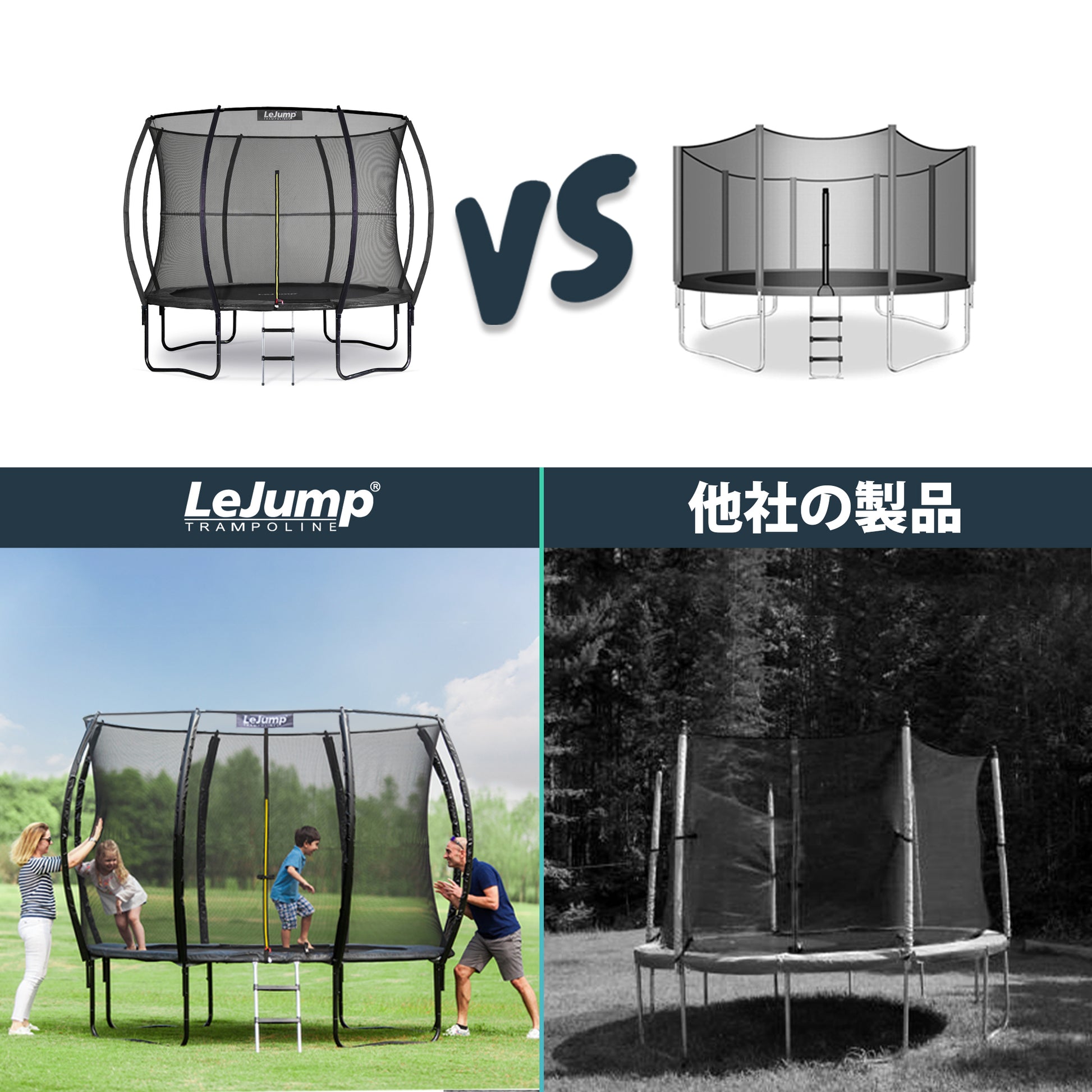 LeJump 直径305cm 10FT トランポリン 屋外 大型 大人 子供用トランポリン とらんぽりん 安全保護ネット付き 耐荷重120kg  はしご付き ダイエット エクササイズ 体幹トレーニング